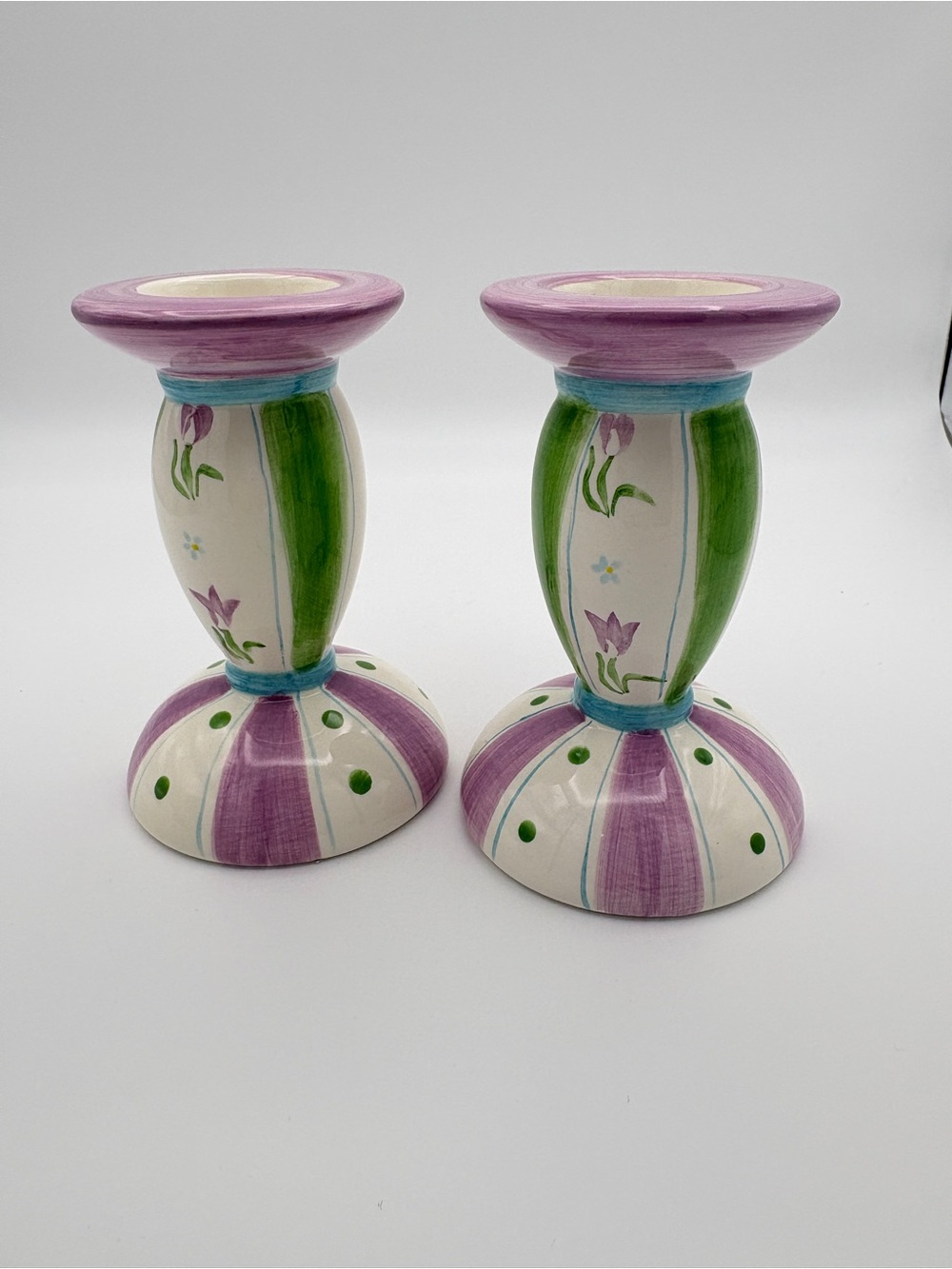 Set of 2 Ceramic Candle holders for Tealight Votive Pillar Candle Pastel Colours
